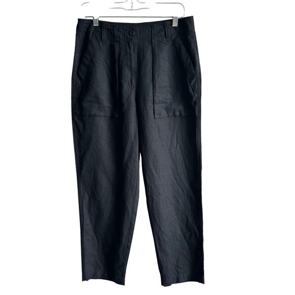 J. Crew Seaside Cargo Pant in Linen Tencel Lyocell Blend Black 6 BW529 - Picture 1 of 12
